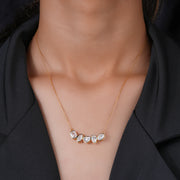 3.01 CT Multi-Shape Bezel Diamond Pendant Necklace | Lab-Grown | 5-Stone Artistic Gold Design